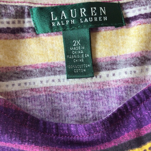 Ralph Lauren Striped Plus Size Tee Dolman Sleeves - Picture 4 of 5